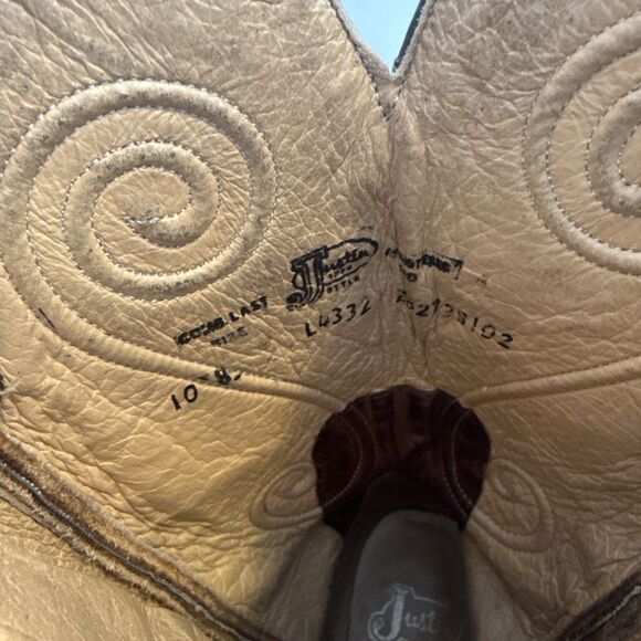 Justin L4332 Women’s Size 10 B Western Cowboy Damiana Leather Snipped Toe Boots - Picture 13 of 13